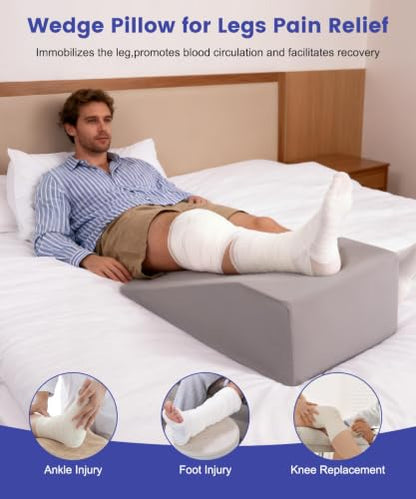 Leg Elevation Pillows for After Surgery with Cooling Cover - color: Grey
