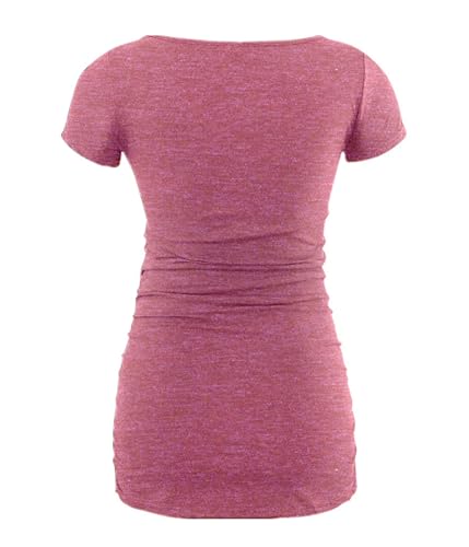 Decrum Maternity Short Sleeve Graphic Print T Shirts - color: Heather Pink- Baby Made Me Eat It Maternity Shirt, size: Small