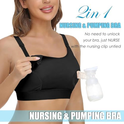 Hands Free Pumping Bra Hands-Free Breast Pump Bra Nursing Bras - color: Black, size: Small
