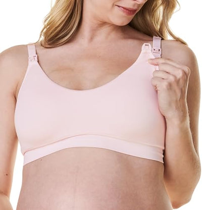 Bravado Designs Nursing Bra Full Coverage Wireless Scoop Neck Comfort Maternity Bra - color: Chalk Pink, size: Small