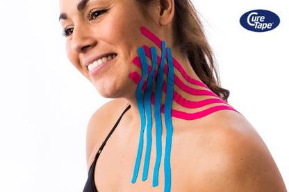 CureTape Kinesiology Tape 0.4in 5 Rolls, Waterproof, Latex-Free, Blue - color: Blue