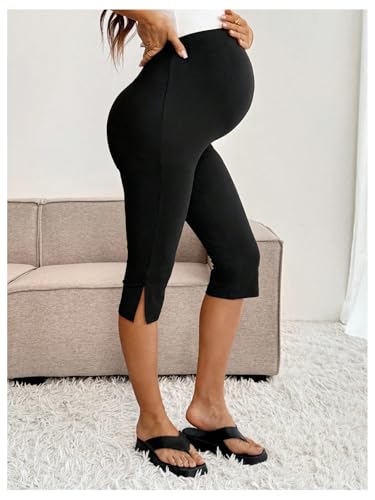 Milumia Women's Maternity Capri Leggings Side Split Pregnancy Cropped Pants - size: X-Large