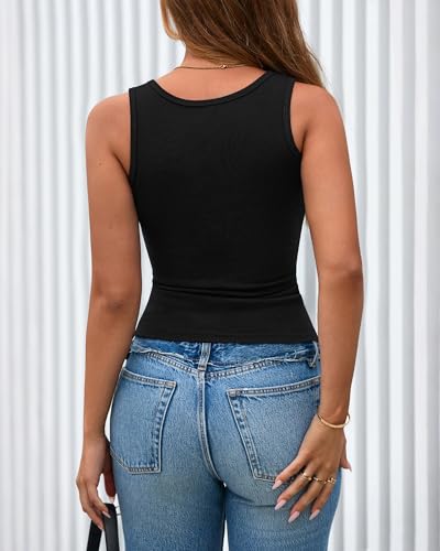 BTFBM Women's Ribbed Summer Tank Tops 2026 - color: Black, size: Large