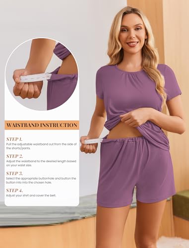 Ekouaer Maternity Nursing Pajamas Set 3 Piece Postpartum Breastfeeding Pjs - color: Purple Red, size: XX-Large