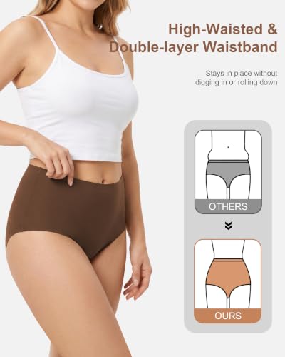 Womens Underwear Seamless High Waisted Women's Panties 6 Pack - color: Multicolor-a, size: Large
