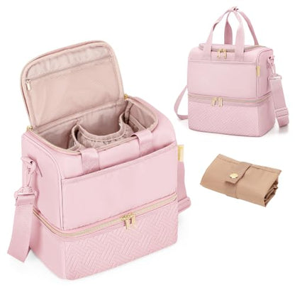 Fasrom Wearable Breast Pump Bag with Breastmilk Cooler Compartment - color: Pink