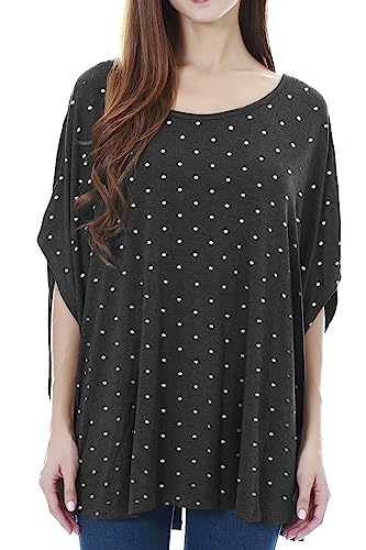 Smallshow Women's Nursing Top Maternity Poncho for Breastfeeding - color: Polka Dot Deep Grey