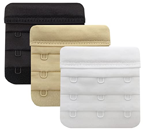 Women Bra Extenders 2 Hook/3 Hook/4 Hook Soft Bra Strap Extension - color: Bra Extender 3 Hook Black/Beige /White