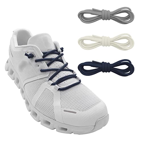 3 Pairs Elastic No Tie Shoe Laces, Stretch Bungee Laces - color: Navy+light Gray+beige