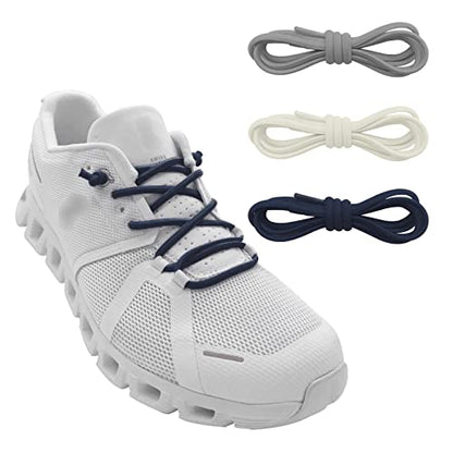 3 Pairs Elastic No Tie Shoe Laces, Stretch Bungee Laces - color: Navy+light Gray+beige
