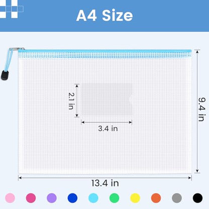 Sooez 20 Pack Mesh Zipper Pouch Bags, A4 Letter Size, Classroom Zipper Bags - style: 20 Pack