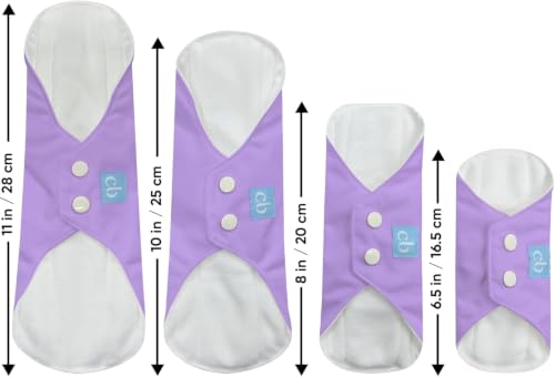 Reusable Feminine Pads Regular with Pouch, Medium Absorbency - Lavender - color: Lavender, size: Regular