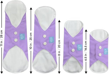 Reusable Feminine Pads Regular with Pouch, Medium Absorbency - Lavender - color: Lavender, size: Regular