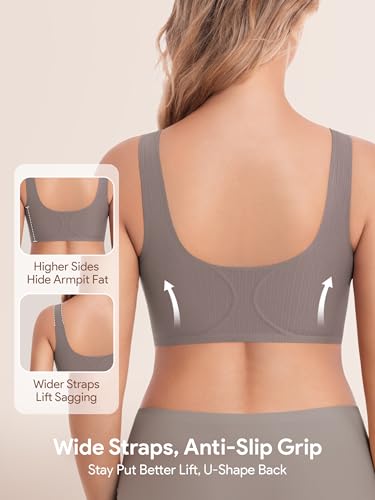 Seamless Front Closure Jelly Bras for Women No Underwire,Push Up Bra - color: Black/Coffee/Green, size: Large