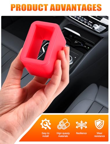 Glow In The Dark Seat Belt Buckle Holder, 2 Pack Silicone Universal - color: Red