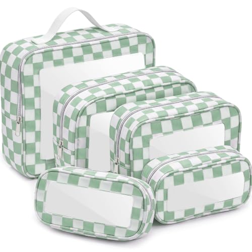Thinkday 5 Pcs Diaper Bag Organizer Pouch Set Clear Makeup Bag, Mint Green - color: Mint Green