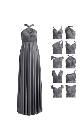 72styles Maxi Infinity Dress for Bridesmaids, Convertible Multi-Way Wrap - color: Charcoal Grey, size: One Size Plus