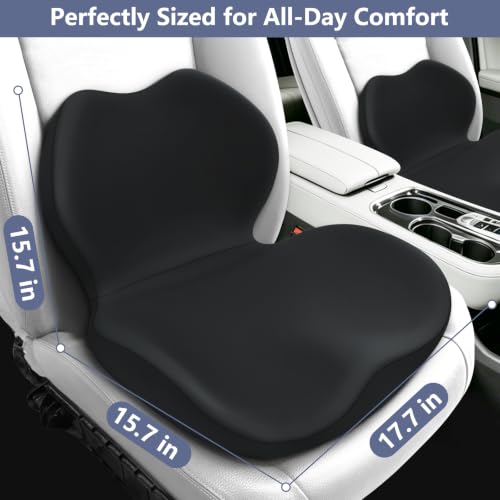 Memory Foam Car Seat Cushion with Lumbar Support Pillow,Driver Seat Cushion - color: Black