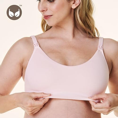 Bravado Designs Nursing Bra Full Coverage Wireless Scoop Neck Comfort Maternity Bra - color: Chalk Pink, size: Small