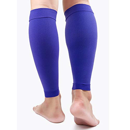 TOFLY Calf Compression Sleeve 20-30mmHg 1 Pair Footless For Men & Women - color: Navy Blue, size: Medium (1 Pair)