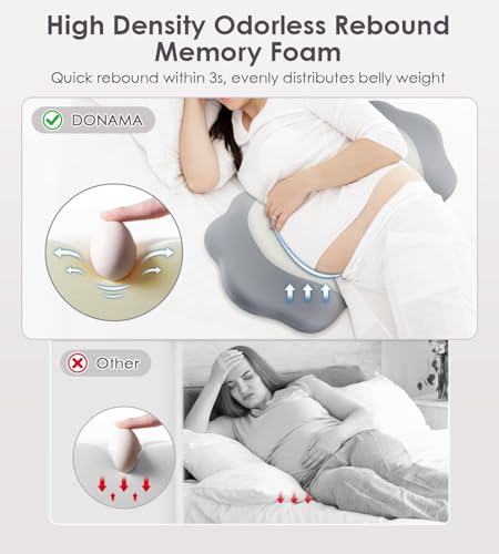 DONAMA Memory Foam Pregnancy Pillow for Sleeping, Cooling Maternity Pillow - color: White and Grey