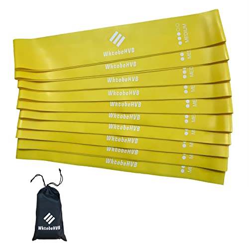 Resistance Loop Exercise Bands-5/10 Pack-10/12 Inch Stretch Bands for Working Out with Carry Bag-Elastic Bands for Physical Therapy, Rehab, Yoga, Pilates and Strength Training at Home or Gym - color: Yellow 10 Pack (Medium), size: 12×2 Inch