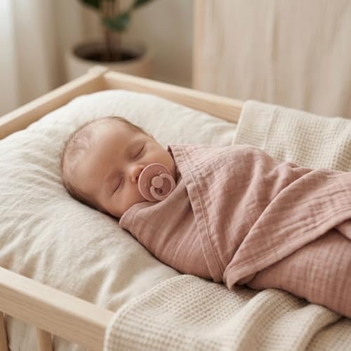 Swaddle Blanket, 100% Organic Cotton Muslin, 47"x47" Newborn - color: Blush