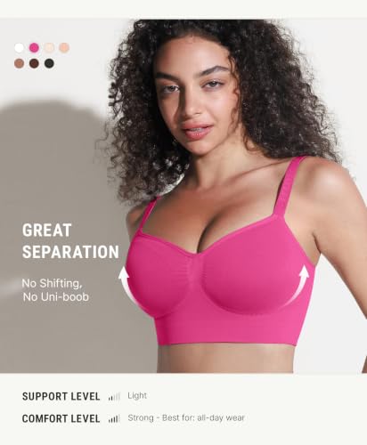 FeelinGirl Bras for Women Comfy Seamless Wireless Bralettes - color: Hot Pink, size: Medium