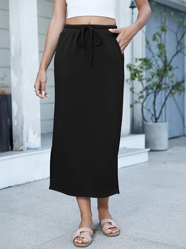 ANRABESS Air Layer Fabric Maxi Skirts for Women - color: Black, size: X-Large