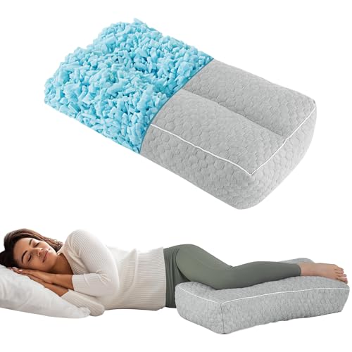 HOMBYS Shredded Memory Foam Knee Pillow for Side Sleepers, 5.5" Height Pillow Between Legs Spine & Relieves Pressure Hip & Leg Elevation, Supportive Pillow for Pregnancy, Sciatica,Light Grey - color: Light Grey, size: Height-5.5"