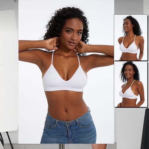Seamless Bra for Women Low Back Bralette Wirefree Spaghetti Bra with Padded Removeable - color: Snow White, size: Small