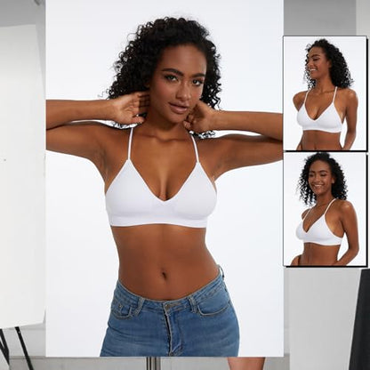 Seamless Bra for Women Low Back Bralette Wirefree Spaghetti Bra with Padded Removeable - color: Snow White, size: Small