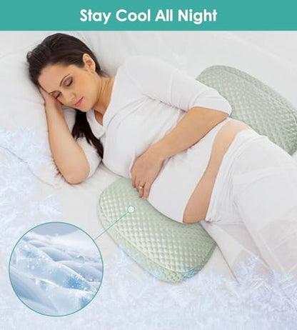 Pregnancy Pillow Cooling for Sleeping Adjustable Support Maternity Pillow - color: All Green