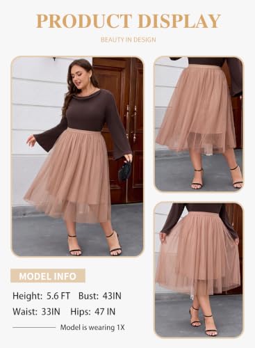 Eytino Plus Size Maxi Skirts for Curvy Women - color: Pink, size: 5X