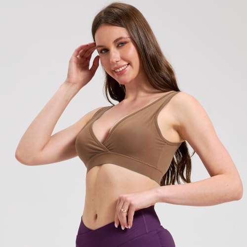 netdraw Padded Bamboo Viscose Nursing Sleep Bra - color: Brown, size: Large