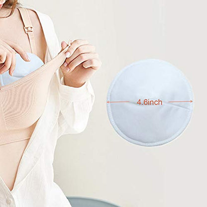 16 Pack Organic Nursing Pads with Laundry Bag, Reusable Breast Pads Nipple Pads, Leak-Proof, Washable Nipplecovers for Breast Feeding (Medium, 3.9")