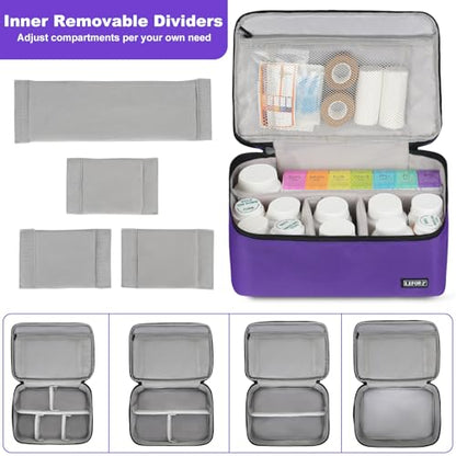 LEFOR·Z Medicine Storage Bag,Double Layers Pill Bottle Organizer Bag Empty - color: Purple