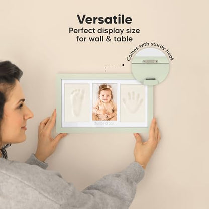KeaBabies Baby Hand and Footprint Kit, Clay Keepsake Frame (Sage) - color: Sage, size: Duo Frame, 13" x 7.8"