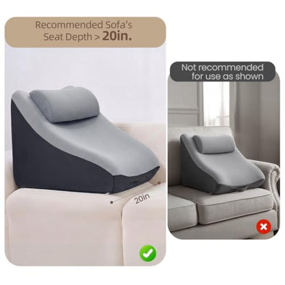 Vekkia 21” Back Rest Pillow with Dual-Layer Foam for Reclining and Sitting - color: Light Gray, size: 21 Inches