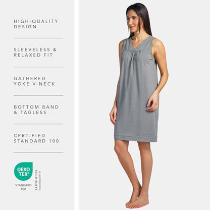 Fishers Finery Women's EcoFabric Sleeveless Nightgown; Relaxed Fit - color: Light Gray, size: X-Small