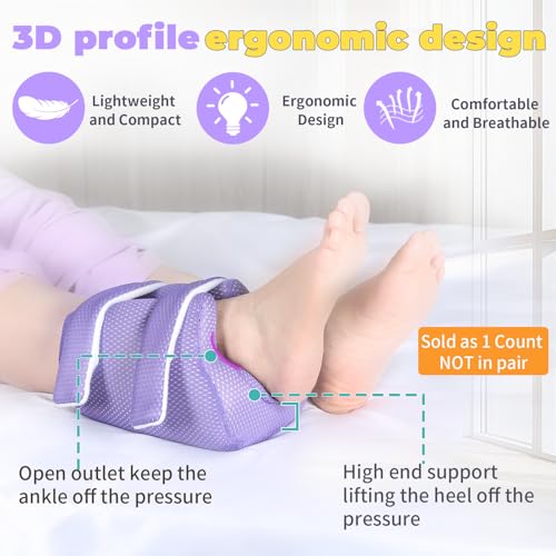 3D Heel Protector Bed Sore Pillow Cushion for Pressure Purple 1piece - color: Purple