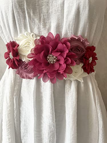 Wedding flowers sash belt Pregnancy sash maternity sashes - color: Burgundy