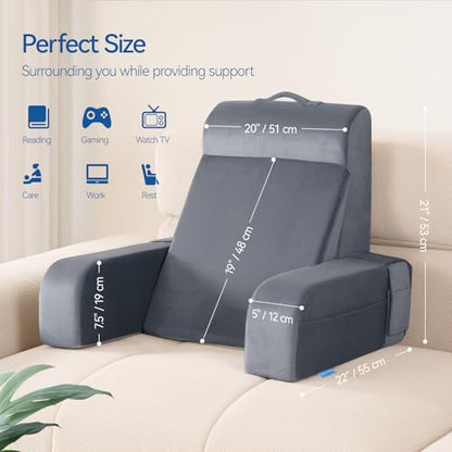 Kayfia Reading Pillow, Gel Memory Foam Back Rest Pillow, 21'', Gray - color: Gray, size: Large(21'')