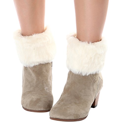 Womens Fur Trim Boot Cuff Top Cover Leg Warmers - color: Iovry