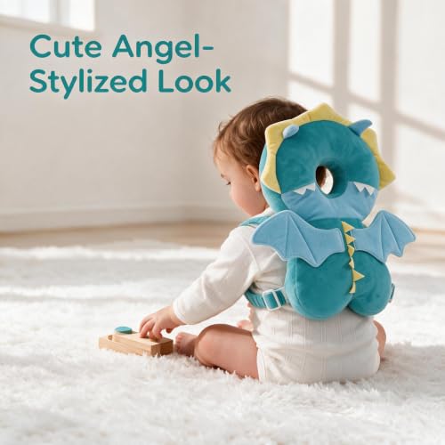 Baby Head Protector Backpack - Soft & Lightweight Fall Cushion Backpack for Toddlers Walking and Crawling(Dragon) - color: Green Dragon