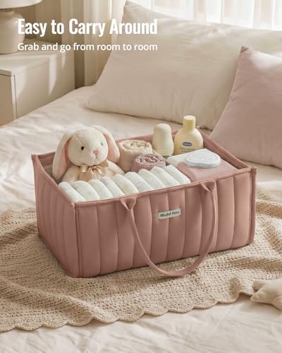 Blissful Diary Baby Diaper Caddy Organizer, Nursery Storage, Blush Pink - color: Blush Pink