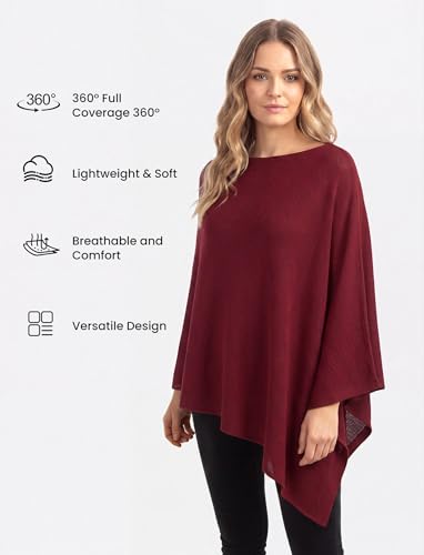 PATPAT Mesh Nursing Cover, Breathable Solid Knit Poncho, Burgundy - color: Burgundy