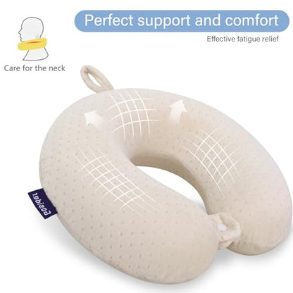 Memory Foam Neck Pillow, Travel Neck Pillow, Beige - color: Beige
