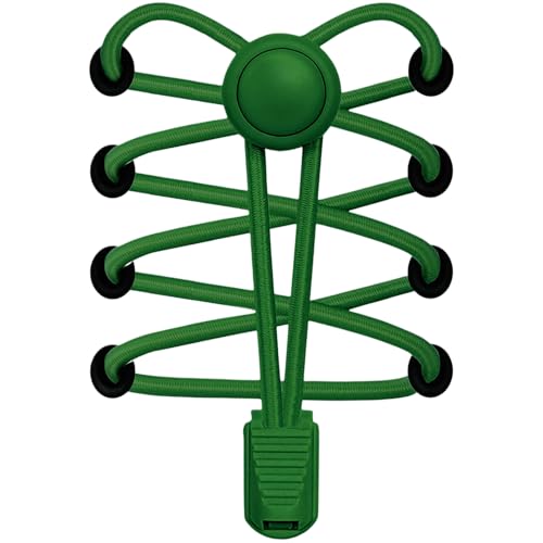 Bread Tie-Free Round Shoelaces with Clips – Cut to Size Elastic No Tie Laces for Sneakers & Running Shoes (One Size) - color: Green