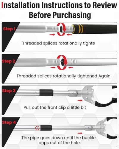 Grabber Reacher Tool Extra Long, 69" Trash Picker Upper Grabber Heavy Duty Stainless Steel Thickened Non-Slip 6 inch Wide Jaws Claw Reaching Tool
